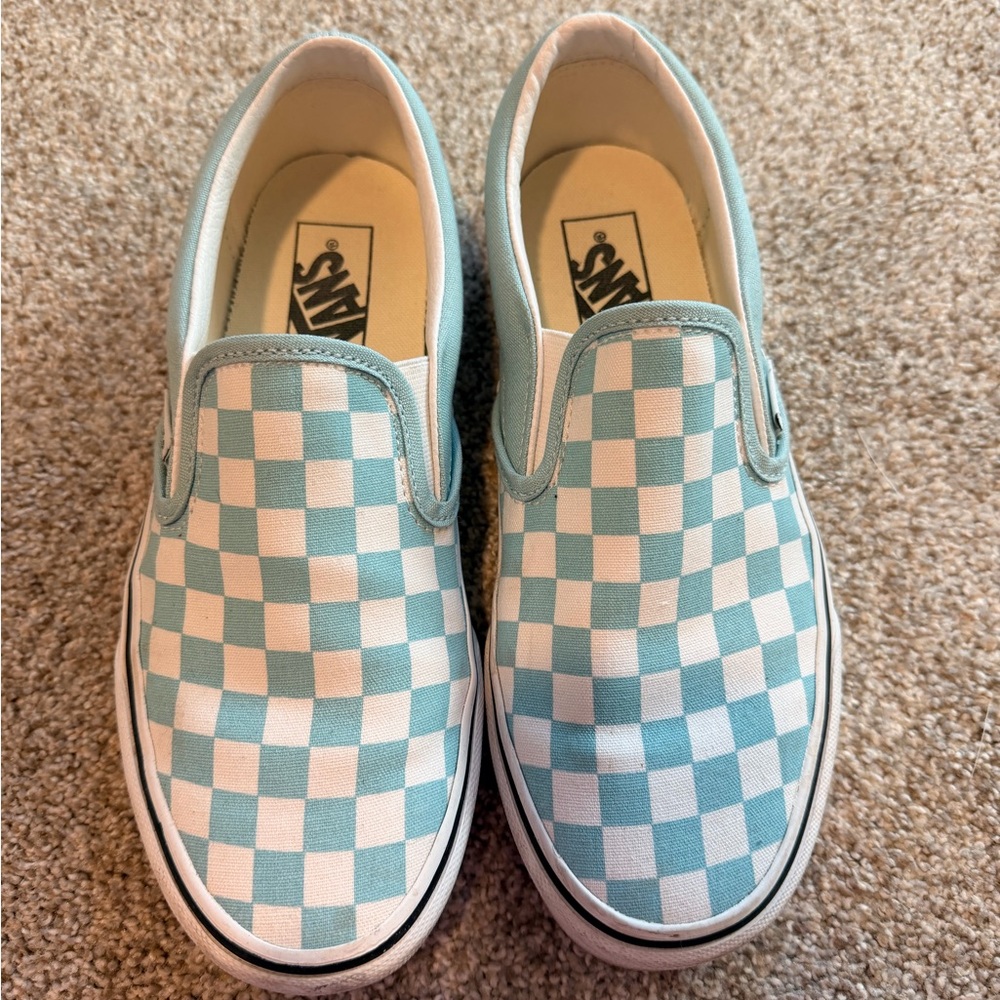 Vans Women's Checkered Slip-On Sneakers - Blue and White
